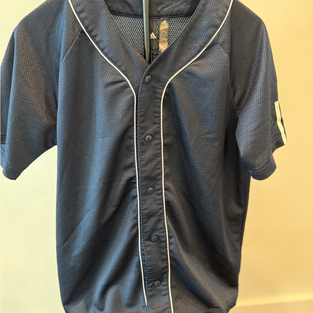 Adidas Men's Dark Blue Button-Up Jersey